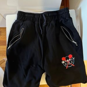 Baja East Black Jogger sweatpants Beverly Hills ninja print size 3 large
